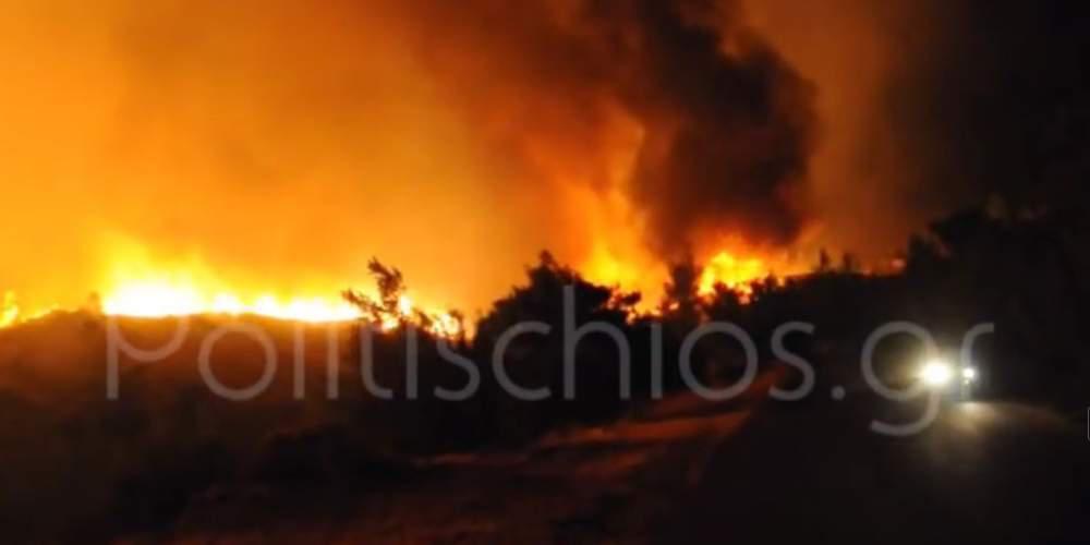 Συγκλονιστικό βίντεο από την εκκένωση χωριού στην Χίο [βίντεο]