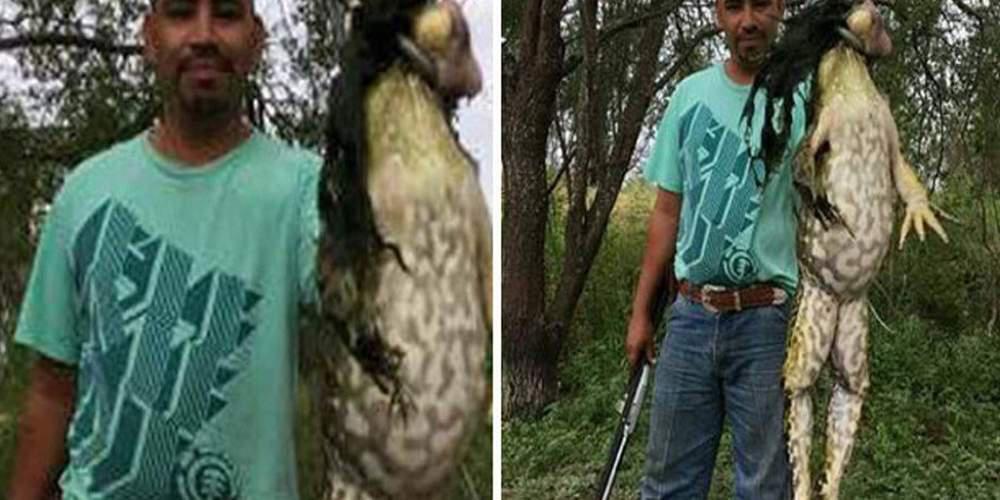 Viral εικόνα: Κυνηγός ισχυρίζεται πως σκότωσε βάτραχο 6 κιλών – Αλήθεια ή… photoshop;