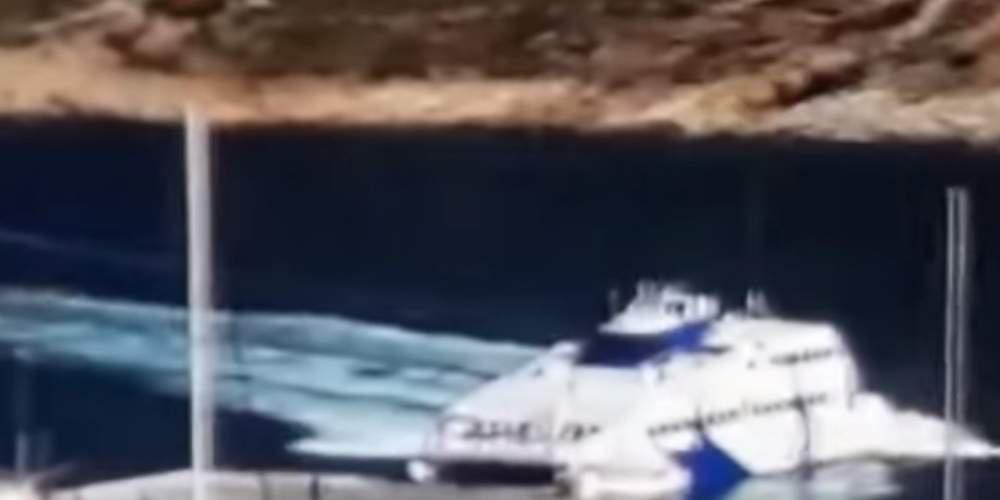 Αγωνιώδης προσπάθεια του Sea Jet 2 να δέσει στο λιμάνι μετά την πρόσκρουση [βίντεο]