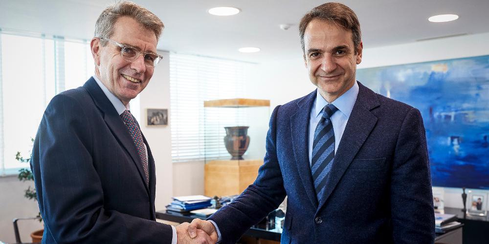 Συνάντηση Μητσοτάκη με τον Αμερικανό πρέσβη στην Αθήνα Τζέφρι Πάιατ [εικόνες]