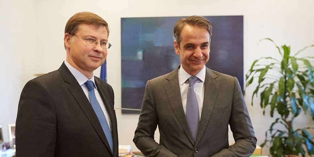 Δραστική παρέμβαση για το χρέος ζήτησε ο Μητσοτάκης από τον Ντομπρόβσκις