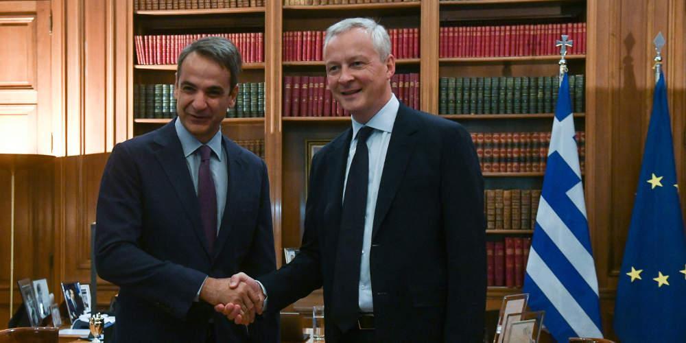 Συνάντηση Μητσοτάκη-Λε Μερ στο Μαξίμου με επίκεντρο τις σχέσεις Ελλάδας-Γαλλίας