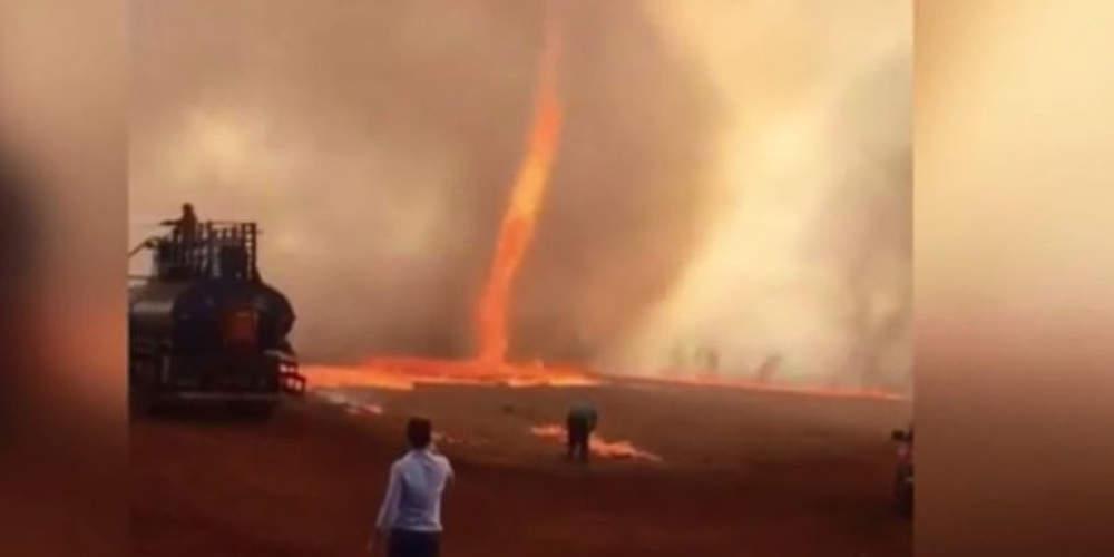 Βίντεο-σοκ: Αντιμέτωποι με πύρινο ανεμοστρόβιλο στη Βραζιλία
