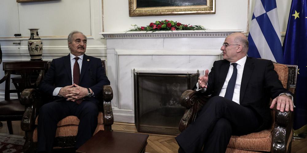 Ολοκληρώθηκε η συνάντηση Δένδια-Χαφτάρ - Τι του ζήτησε ο Ελληνας ΥΠΕΞ