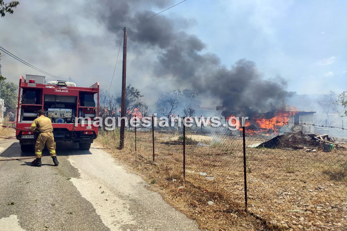 Βόλος: Πύρινη κόλαση σε δύο σημεία – Εκκενώθηκαν κατοικίες, κάηκαν ζώα