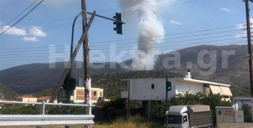 Φωτιά στην Κορινθία: Φλέγεται δάσος με πεύκα στο Κατακάλι