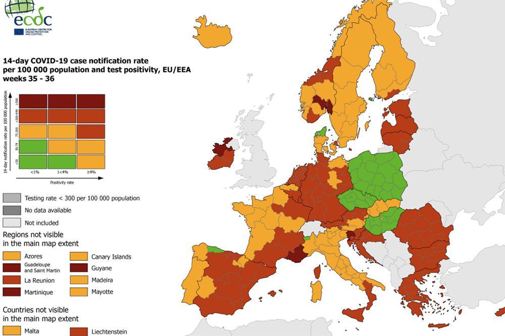 Χάρτης ECDC: Βελτιωμένη η επιδημιολογική εικόνα της Ελλάδας