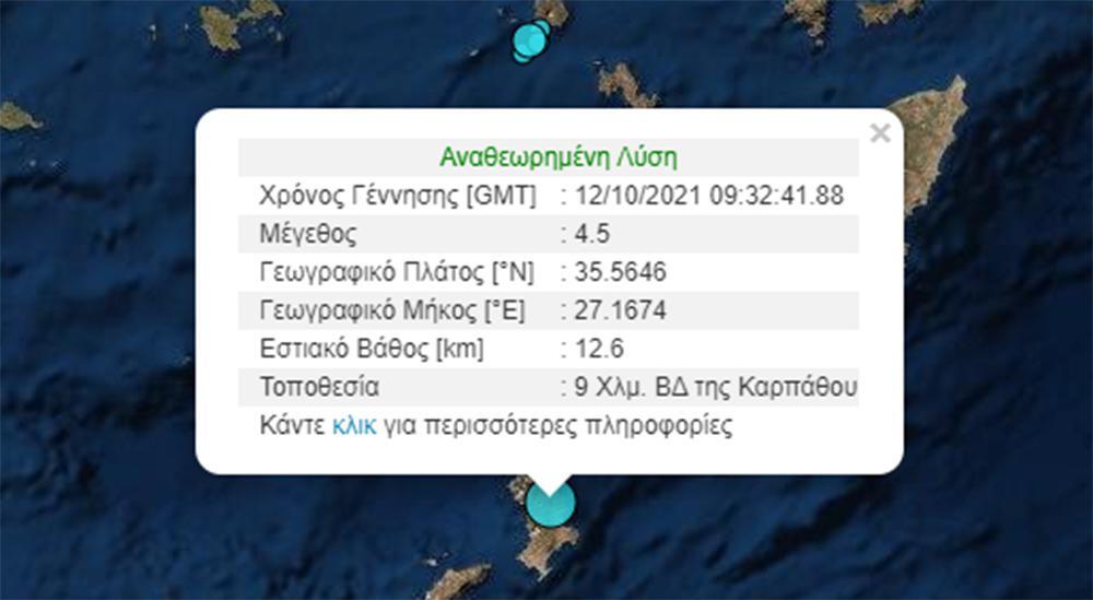 Σεισμός τώρα: Σεισμός 4,5 Ρίχτερ ταρακούνησε την Κάρπαθο