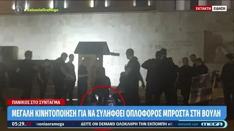 Μεταμεσονύχτιο θρίλερ στη Βουλή: Συνελήφθη ημίγυμνος άνδρας με καραμπίνα