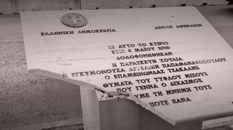 Κουκουλοφόροι έσπασαν πάλι το μνημείο για τα θύματα της Marfin