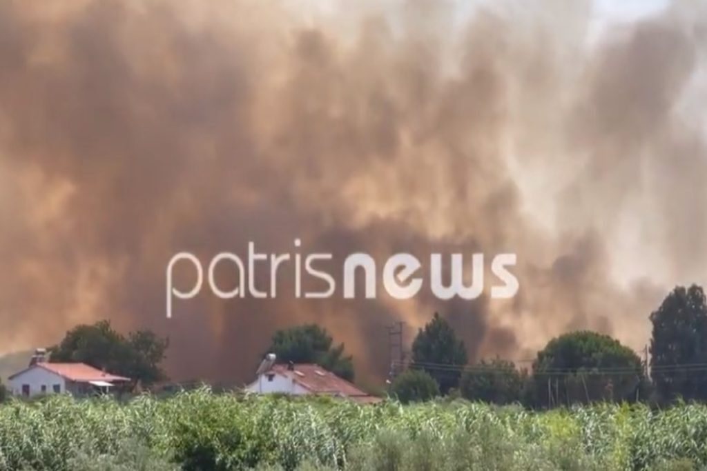 Μεγάλη φωτιά στην Ηλεία: Απειλούνται κατοικίες στην Σπιάτζα – Εικόνες από την περιοχή που καίγεται [
