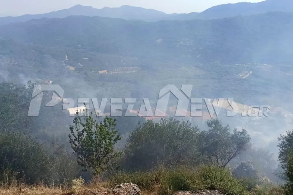 Μεγάλη φωτιά στην Πρέβεζα – Μάχη με εναέρια και επίγεια μέσα, απειλείται οικισμός [βίντεο]