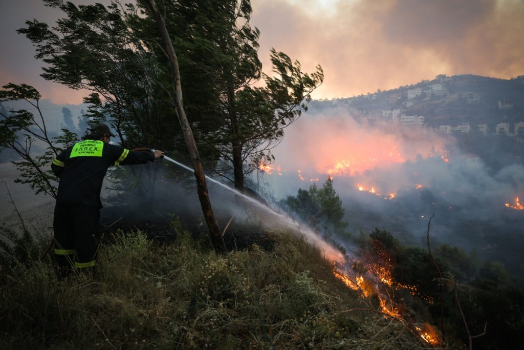Φωτιά στη Ναυπακτία: Καλύτερη η εικόνα – Κινδυνεύσαν σπίτια [βίντεο]