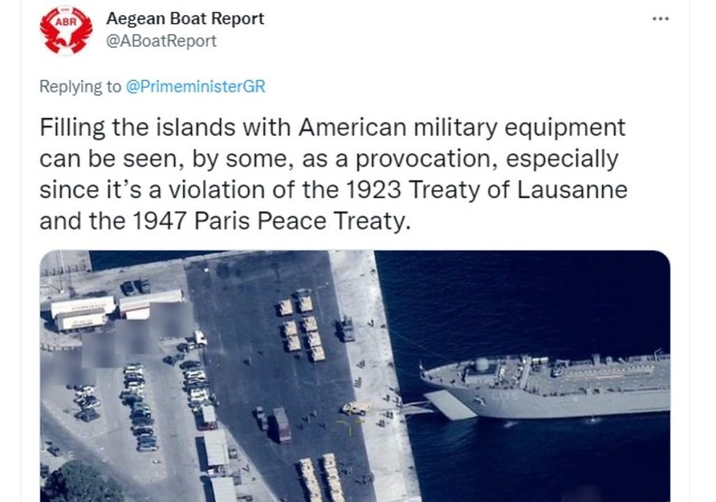 Η ΜΚΟ Aegean Boat Report υιοθετεί τη ρητορική του Ερντογάν: «Η Ελλάδα στέλνει παράνομα οπλισμό στα 