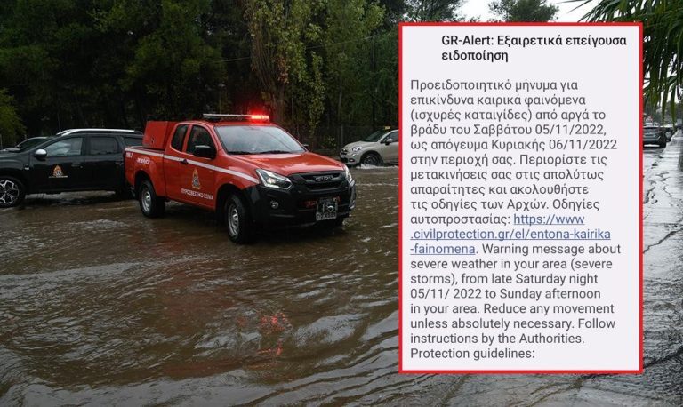 Κακοκαιρία «EVA»: Μήνυμα από το 112 στην Αττική – «Αποφύγετε άσκοπες μετακινήσεις»