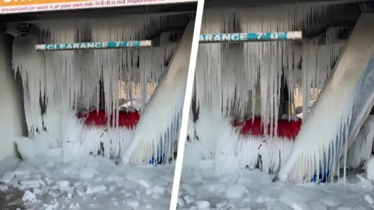 Πλυντήριο αυτοκινήτων στο Τέξας μετατράπηκε σε… παγωμένο σπήλαιο