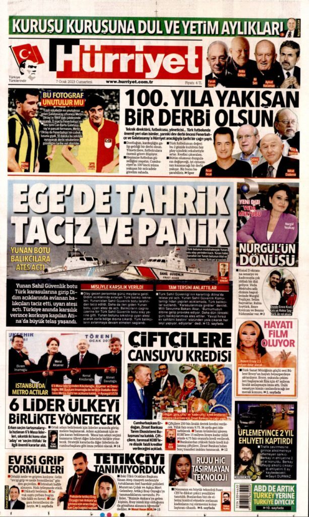 Εξωφρενικό δημοσίευμα Hürriyet: «Φόβος και πανικός στο Αιγαίο»