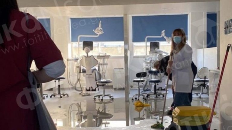 Θεσσαλονίκη: Εικόνες ντροπής – Kατέρρευσε οροφή και πλημμύρισαν αίθουσες του ΑΠΘ