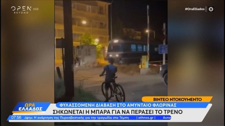 Σοκ στην Φλώρινα: Η προστατευτική μπάρα σηκώνεται τη στιγμή διέλευσης του τρένου [Βίντεο]