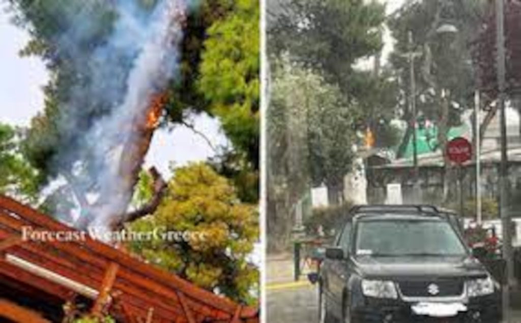 Μαρούσι: Κεραυνός έπεσε δίπλα σε καφετέρια – Δέντρο άρπαξε φωτιά