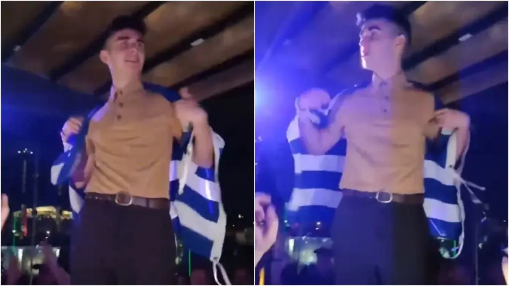Eurovision 2023: Ο Βίκτωρ Βερνίκος φόρεσε την ελληνική σημαία και ανέβηκε να χορέψει σε τραπέζι [βίν