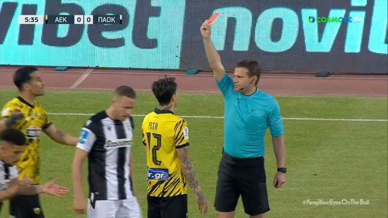 Κύπελλο Ελλάδας: 1-0 η ΑΕΚ που παίζει με δέκα παίκτες από το 5′ [βίντεο]