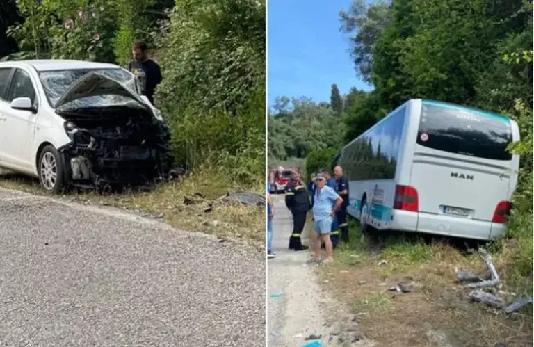 Κέρκυρα: Σοβαρό τροχαίο με σύγκρουση Ι.Χ. και λεωφορείου ΚΤΕΛ – Πέντε τραυματίες  [εικόνες & βίντεο]