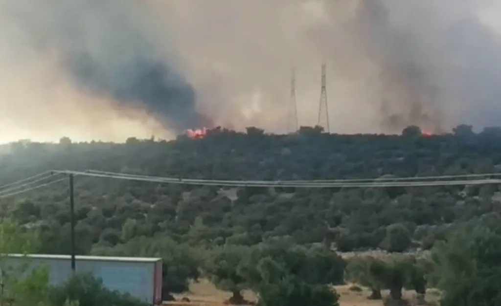 Αναζωπύρωση της φωτιάς στην θέση Καραούλι, στη Μάνδρα – Πού διακόπηκε η κυκλοφορία