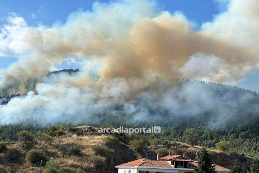 Φωτιά στην Τρίπολη: Ξεφεύγει το μέτωπο, κινδυνεύει το Μαίναλο – Ενισχύονται συνεχώς οι επίγειες και εναέριες δυνάμεις [βίντεο]