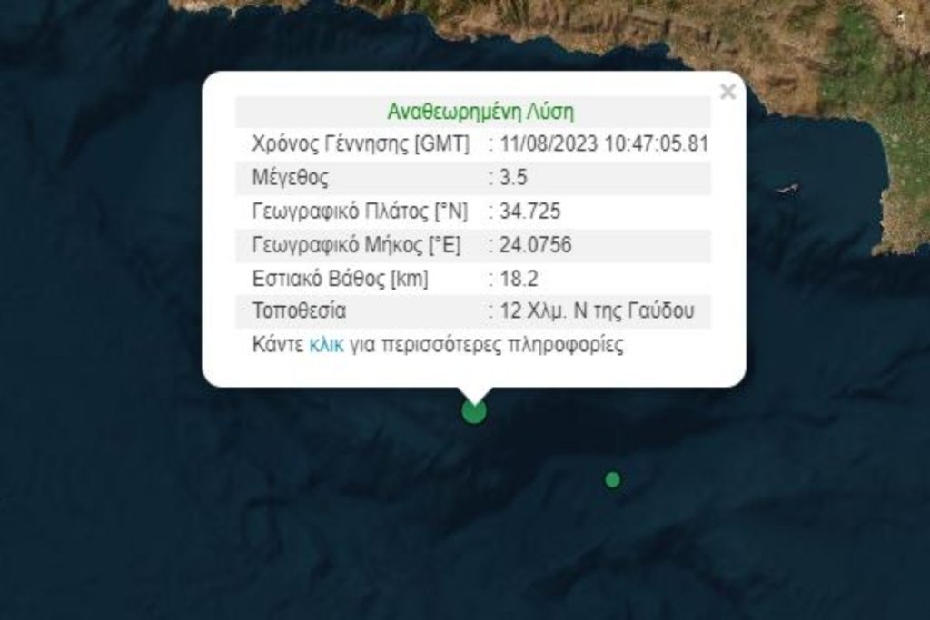 Σεισμός τώρα στη Γαύδο – Τι δίνει το Γεωδυναμικό Ινστιτούτο