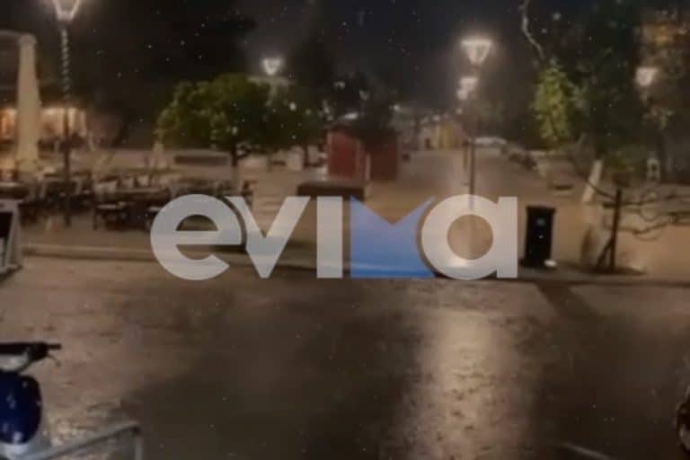 Εύβοια: Πλημμύρισαν οι δρόμοι από την καταιγίδα – Ξεκίνησαν οι καταιγίδες και στην Αττική
