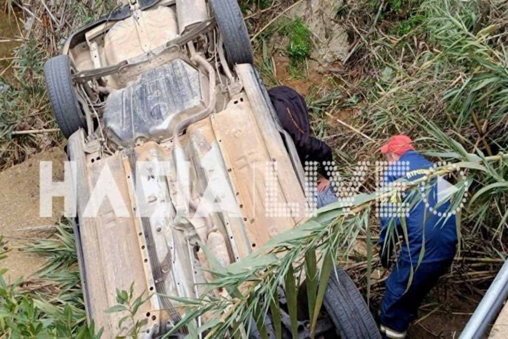 Πανικός στην Ηλεία: Αυτοκίνητο έπεσε από γέφυρα – Ένας τραυματίας [εικόνες]