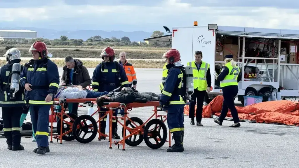 Με επιτυχία ολοκληρώθηκε η προγραμματισμένη άσκηση μερικής κλίμακας στο αεροδρόμιο Χανίων «Ιωάννης Δ