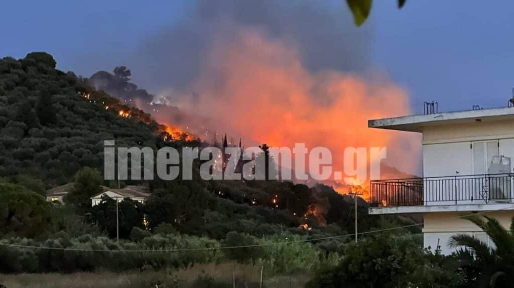 Φωτιά στη Ζάκυνθο: Μάχη με τους ισχυρούς ανέμους για τις πυροσβεστικές δυνάμεις