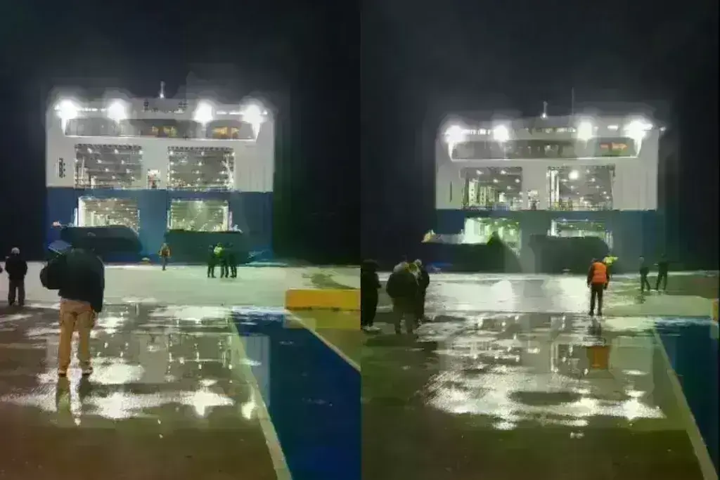Σαντορίνη: Η τιτάνια προσπάθεια του Blue Star να «δέσει» στο λιμάνι [βίντεο]
