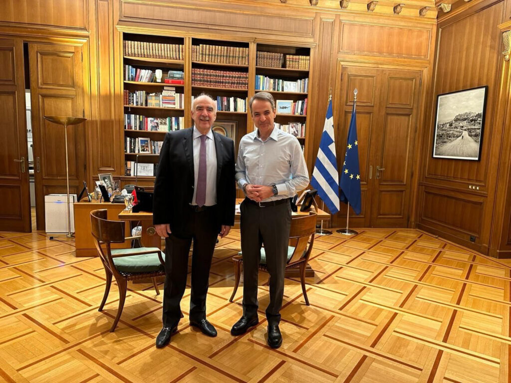 Συνάντηση Κυριάκου Μητσοτάκη με τον Βαγγέλη Μεϊμαράκη ενόψει ευρωεκλογών