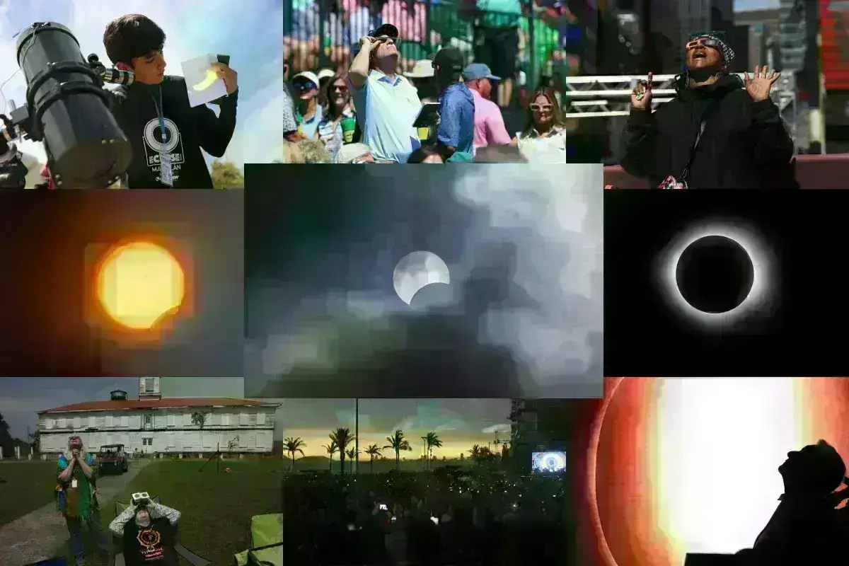 Ολική έκλειψη ηλίου: Τα μάτια στον ουρανό - Η στιγμή που η Σελήνη κάλυψε τον ήλιο - Μπρα ντε φερ Τράμπ Μπάιντεν με φόντο το σπάνιο φαινόμενο [εικόνες-βίντεο]