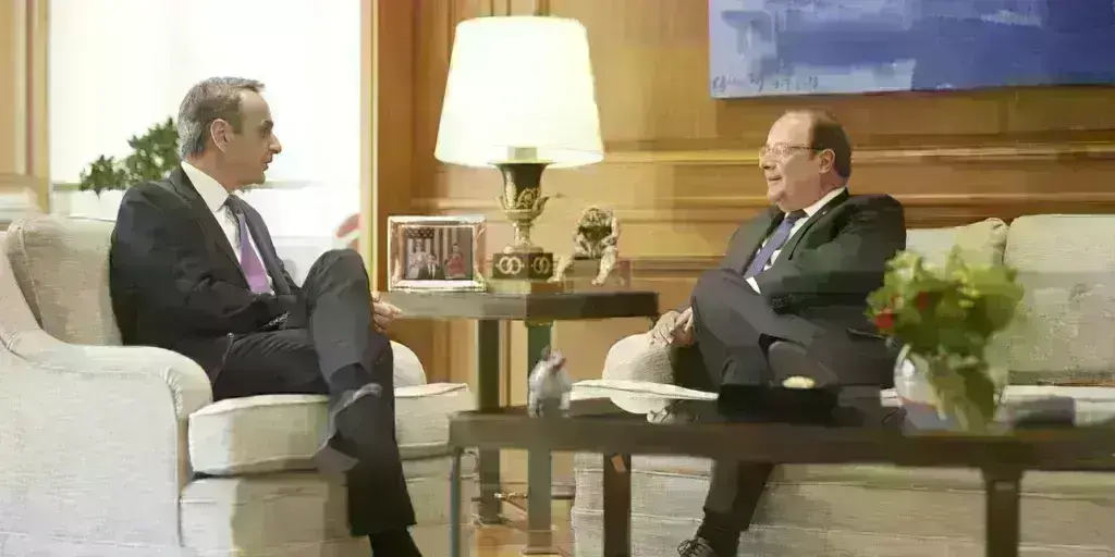 O Μητσοτάκης συναντήθηκε με τον πρώην πρόεδρο της Γαλλίας Φρανσουά Ολάντ