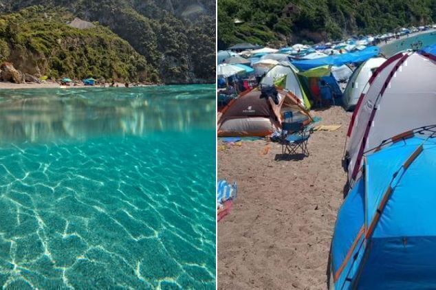 Εύβοια: Αναστάτωση προκάλεσαν οι σκηνές που κάλυψαν σχεδόν όλη τη παραλία της Ψάθας- Έξαλλοι οι κάτοικοι της περιοχής