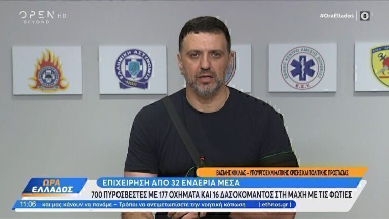 Κικίλιας για πυρκαγιές: Σκληρή μάχη σε Καλλιτεχνούπολη και Γραμματικό – 670 πυροσβέστες στα μέτωπα