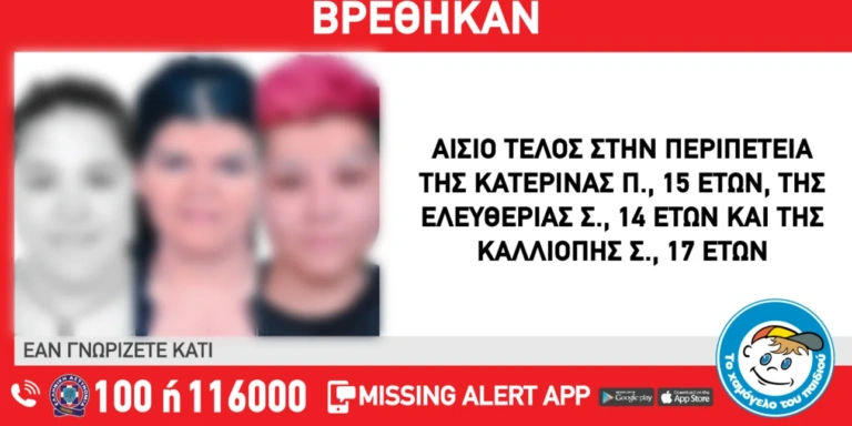 Στη Σίνδο βρέθηκαν οι τρεις ανήλικες που είχαν εξαφανιστεί από τη Νέα Σμύρνη