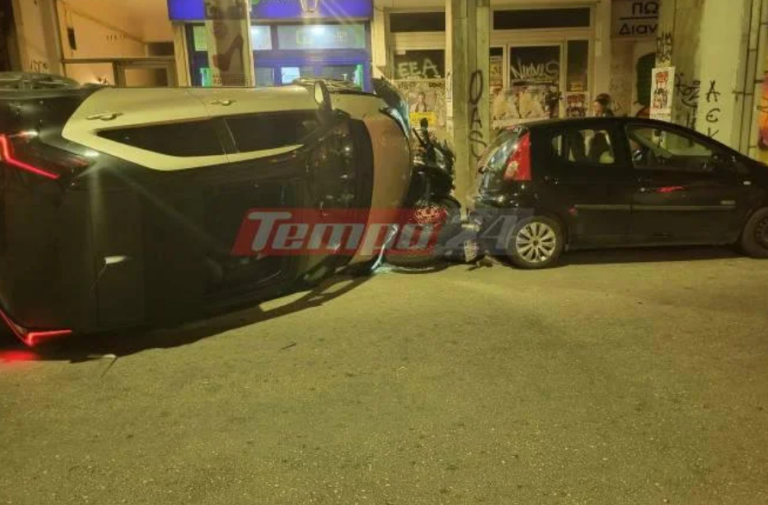 Τροχαίο στην Πάτρα: Ι.Χ προσέκρουσε σε σταθμευμένα οχήματα [εικόνες]