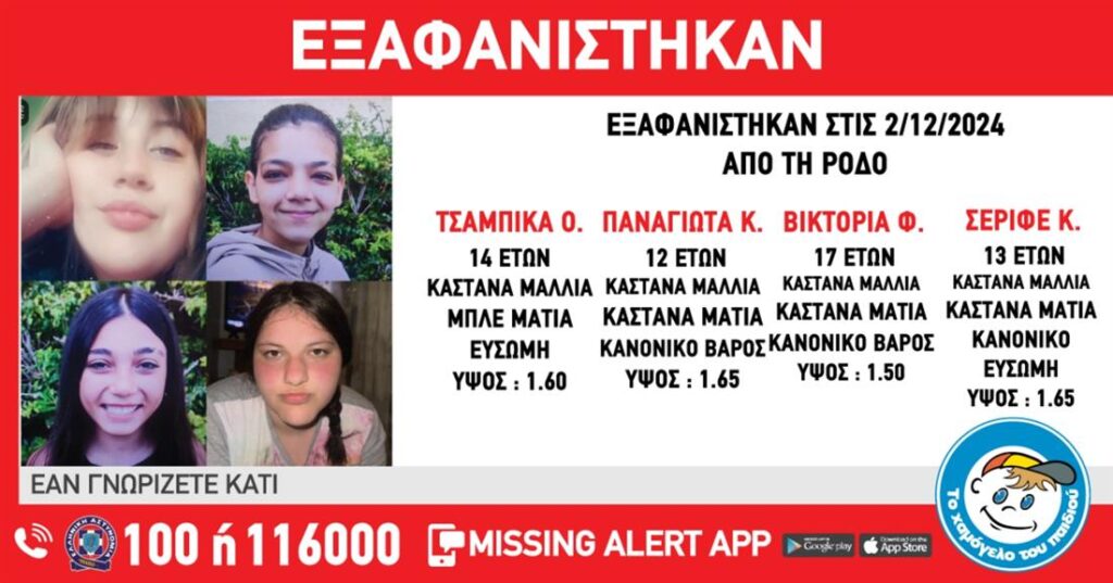 Ρόδος: Εξαφάνιση 4 ανήλικων κοριτσιών από χώρο φιλοξενίας