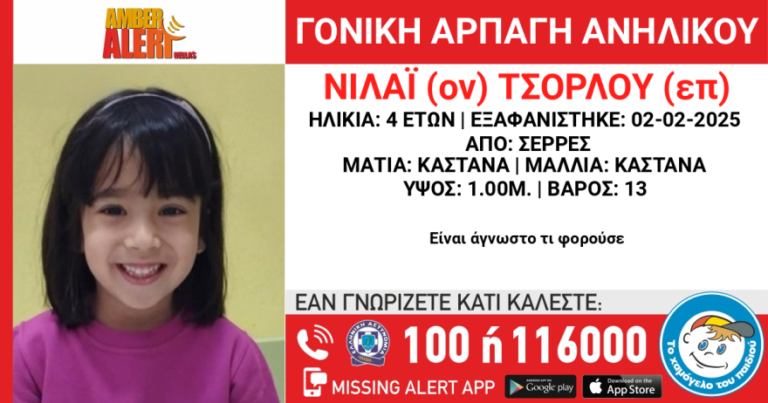 Συναγερμός στις Σέρρες για την αρπαγή 4χρονης από τον πατέρα της