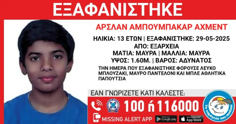 Συναγερμός για την εξαφάνιση 13χρονου από δομή φιλοξενίας στα Εξάρχεια