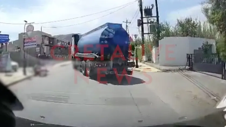 Ηράκλειο: Σοκαριστικό βίντεο από σύγκρουση βυτιοφόρου με μηχανή