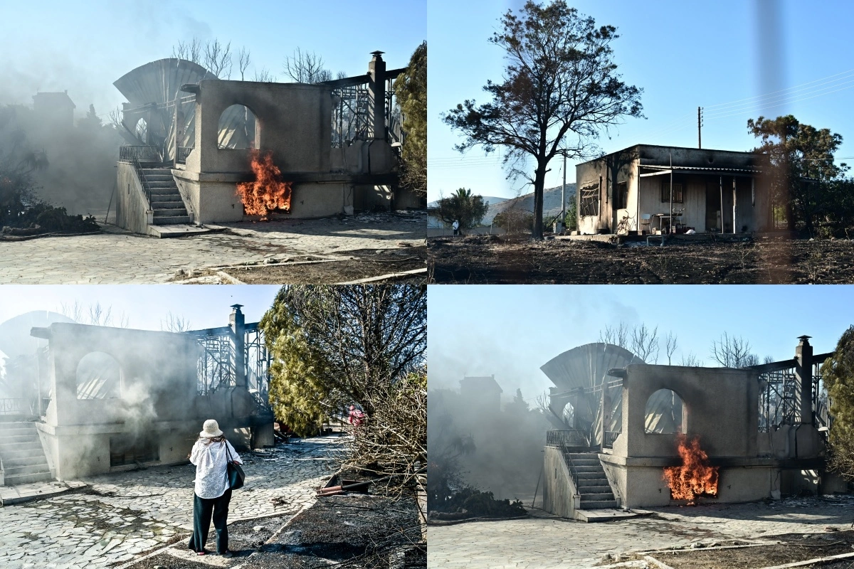 Καμμένα σπίτια από τη φωτιά στην Παλαιά Φώκαια