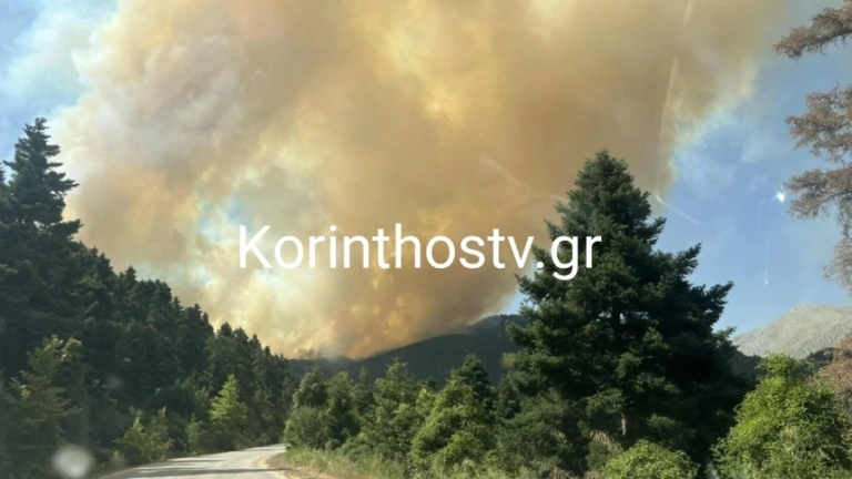 Φωτιά στον Φενεό Κορινθίας – Επιχειρούν 4 ελικόπτερα – Mήνυμα 112 για εκκένωση προς Στυμφαλία