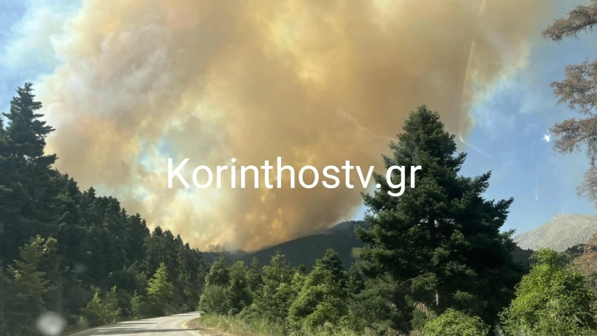 Φωτιά στον Φενεό Κορινθίας – Επιχειρούν 4 ελικόπτερα – Mήνυμα 112 για εκκένωση προς Στυμφαλία