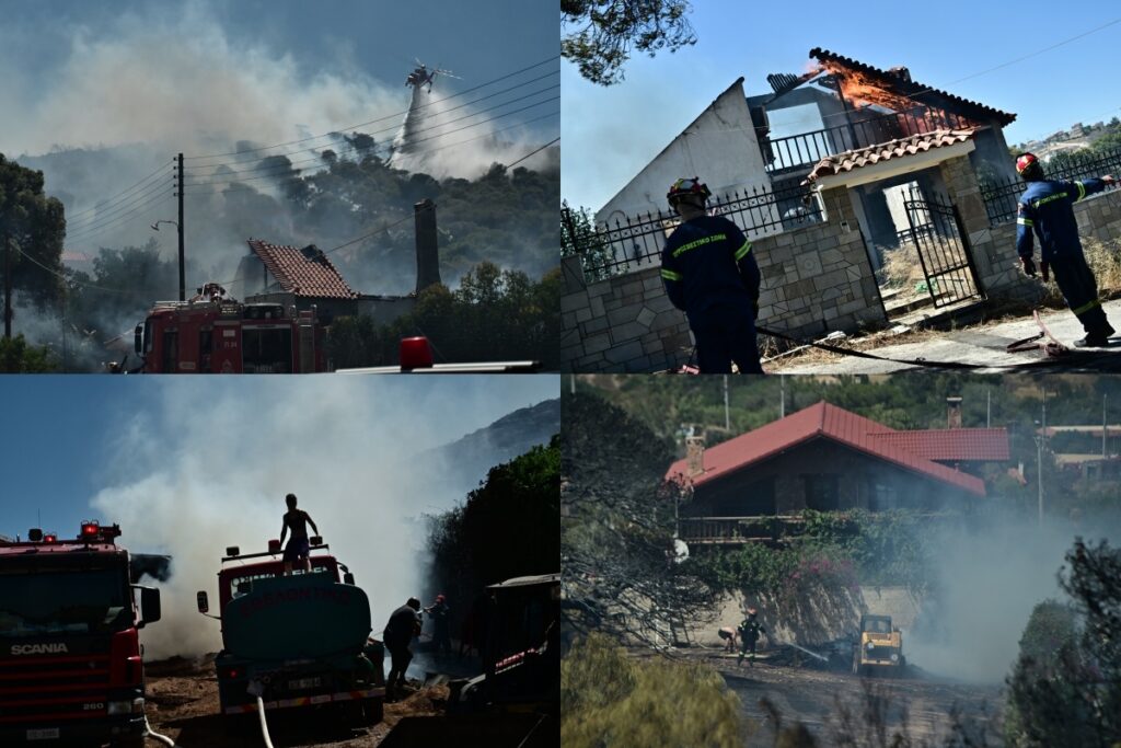 Φωτιά στο Κορωπί: Καίγονται σπίτια στον Άγιο Δημήτριο – 3 εκκενώσεις οικισμών [Εικόνες-Βίντεο]
